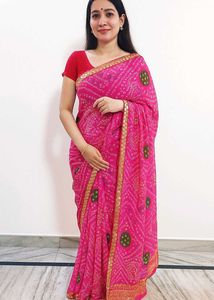 Pink Bandhani Saree