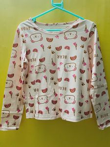 Cute Bear Print Long Sleeve Tee