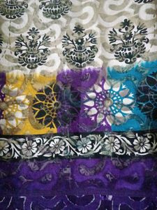 Cotton Net Jali Multi Color White And Purple Saree