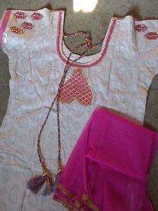 White and Pink Embroidered Salwar Kameez