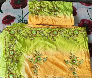 Embroidered Saree Unstitched Brand New With Blouse