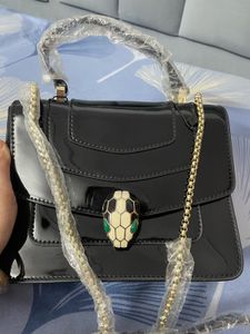 Black Patent Leather Snake Head Bag