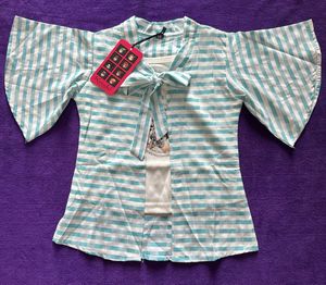 Striped Tie-Front Kimono Top