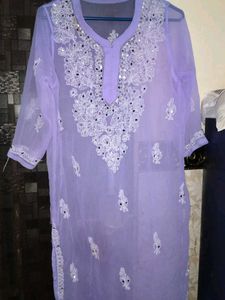 Lavender Chikankari Kurti