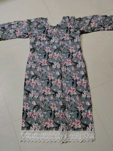 Floral Print Lace Trim Dress