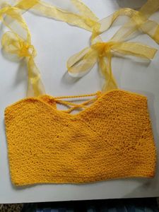 Handmade Crochet Yellow Crop Top