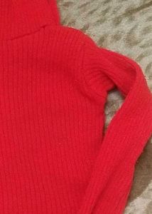 Red Turtleneck Sweater For 2-6 Year Kids