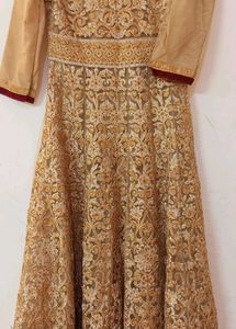 Elegant Gold Embroidered Anarkali