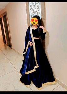 Velvet Fully Stitchd Lehnga Choli With Dupatta