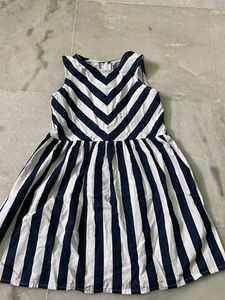 White And Blue Sleeveless Frock For Kids|4-5 Years