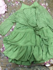 Green Frock With Sheer Shrug