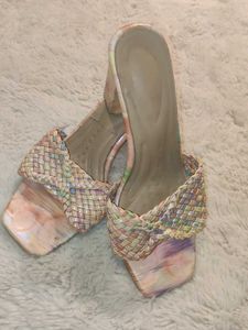 Woven Block Heel Mules