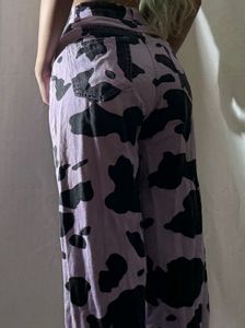 Cow Print High Waisted Jeans