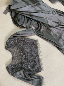 Elegant Grey Drape Lehenga with Blouse