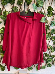 Red Asymmetrical Tunic Top
