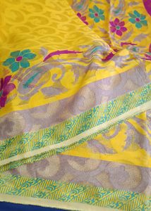 Jute Cotton Yellow Saree