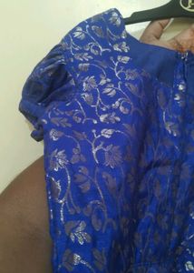Royal Blue Gold Brocade Fabric Trim