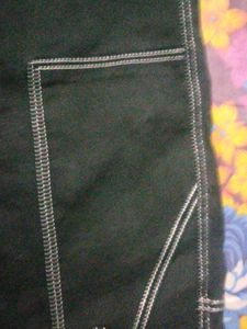 Black Stitch Detail Carpenter Pants