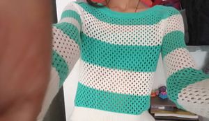 KNITTED SHEER TOP...🤍💙