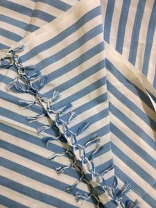 Blue &amp; White Striped Throw Blanket Top Sheet