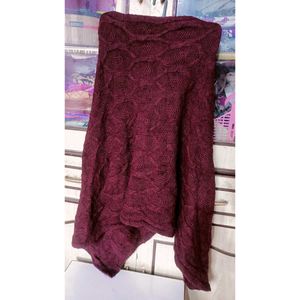 Burgundy Knitted Poncho