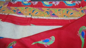 Red Parrot Print Fabric