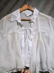 White Ruffle Shrug/Shirt