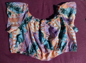 Tropical Print Crop Top