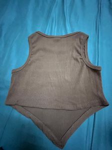 Brown Sleeveless Crop Top