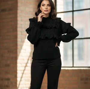 ZARA Black Ruffle Top