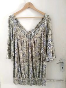Animal Print V-Neck Top
