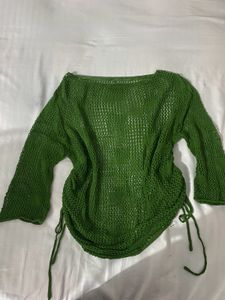 Green Crochet Knit Top