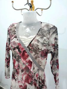 Floral Print Mesh Dress