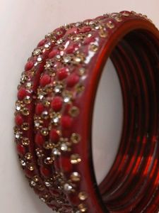 Maroon Colour Kundan Bangles