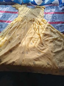 Yellow Gown With Dupatta