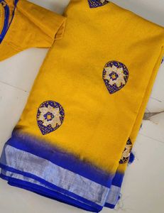 Organza Yellow Saree With Blouse