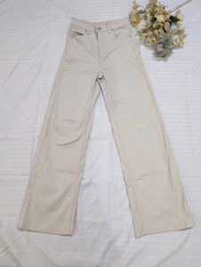 Beige Wide Leg Jeans