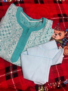 Sky Blue Chikenkari Kurta. 🩵