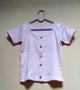 Cute Pink Button T-Shirt Top