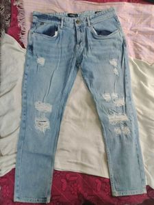 Ripped Denim Tone Jeans