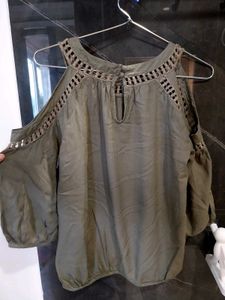 Olive Cold Shoulder Top