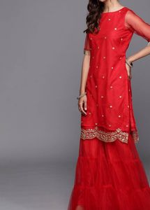 Red Sharara Set With Dupatta