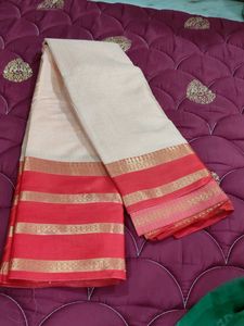 Elegant Red &amp;Peach Saree