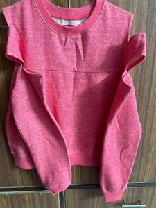 Pink Cut Out Shoulder Sweater