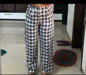 Plaid Wide Leg Pants
