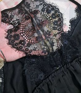 Sexy Vintage Black Satin Slip Dress