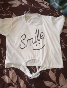 Cute 'Smile' Graphic White Tee