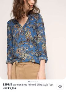 ESPRIT Imported Women Blue Printed Top