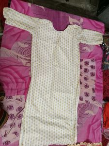 Cream &amp; Red Salwar Kameez Suit Set
