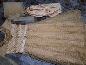 Elegant Gold Anarkali Gown